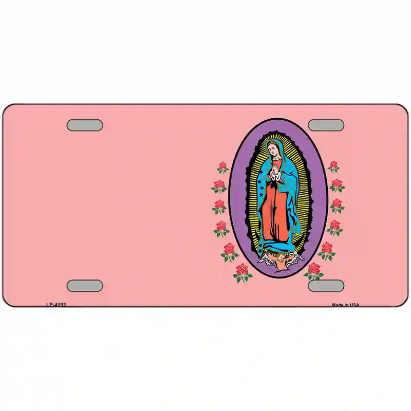 Virgin Mary Pink Metal Novelty License Plate 24" x 12" (LLP)