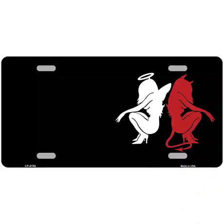 Angel Devil Offset Metal Novelty License Plate 24" x 12" (LLP)