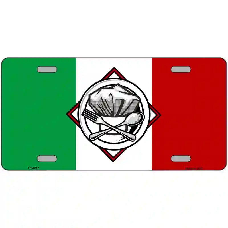 Italy Flag Culinary Logo Metal Novelty License Plate 24" x 12" (LLP)