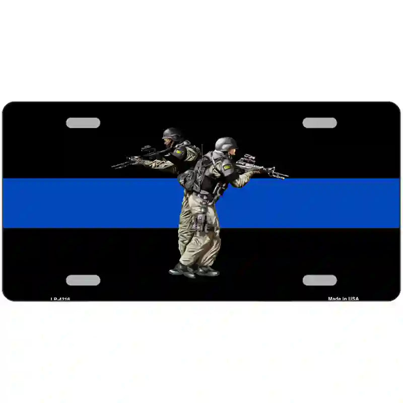 Thin Blue Line Police SWAT Metal Novelty License Plate 24" x 12" (LLP)