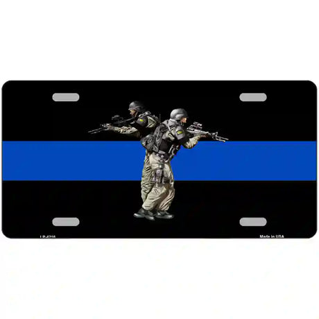 Thin Blue Line Police SWAT Metal Novelty License Plate 24" x 12" (LLP)