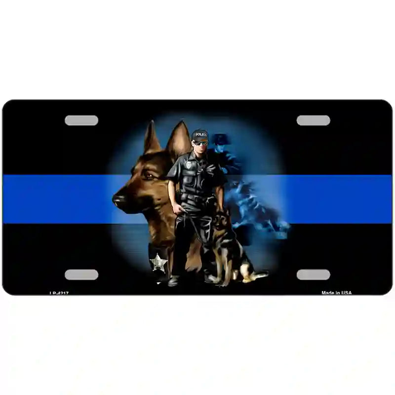 Thin Blue Line Police K-9 Metal Novelty License Plate 24" x 12" (LLP)