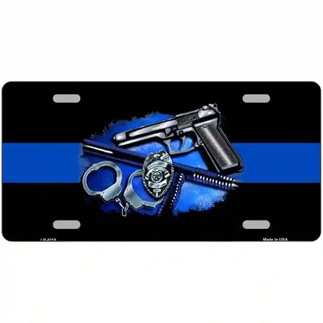 Thin Blue Line Badge Metal Novelty License Plate 24" x 12" (LLP)