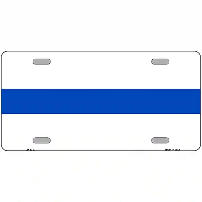 Thin Blue Line White Metal Novelty License Plate 24" x 12" (LLP)