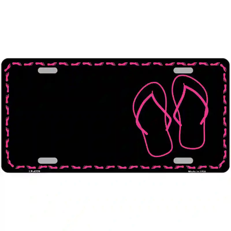 Flip Flops Pink Offset Metal Novelty License Plate 24" x 12" (LLP)