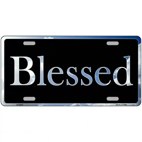 Blessed Blue Sky Cloud Metal Novelty License Plate 24" x 12" (LLP)