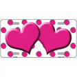 Hot Pink White Polka Dot Hot Pink Centered Hearts Novelty License Plate 24" x 12" (LLP)