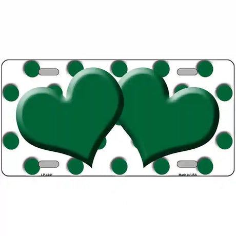 Green White Polka Dot Green Centered Hearts Novelty License Plate 24" x 12" (LLP)