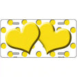 Yellow White Polka Dot Yellow Centered Hearts Novelty License Plate 24" x 12" (LLP)