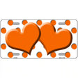 Orange White Polka Dot Orange Centered Hearts Novelty License Plate 24" x 12" (LLP)