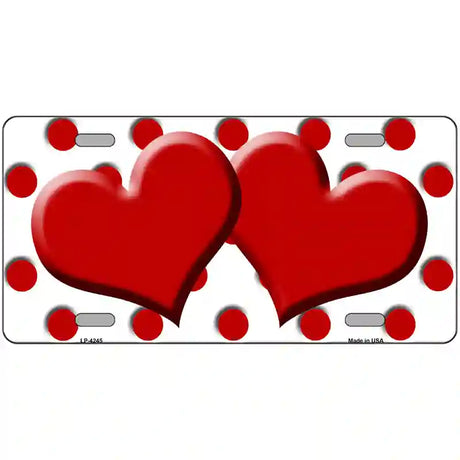 Red White Polka Dot Red Centered Hearts Novelty License Plate 24" x 12" (LLP)