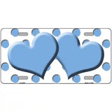 Light Blue White Polka Dot Light Blue Centered Hearts Novelty License Plate 24" x 12" (LLP)