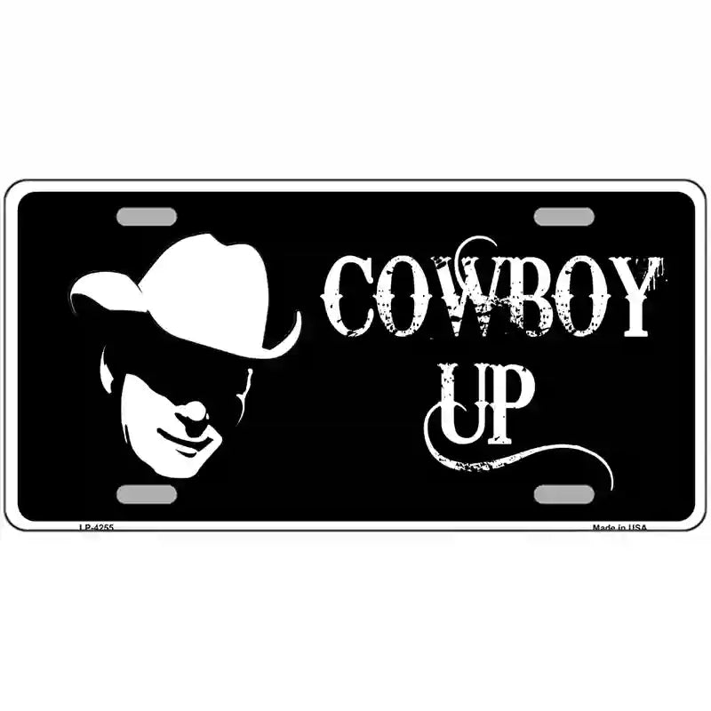 Cowboy Up License Metal Novelty License Plate 24" x 12" (LLP)