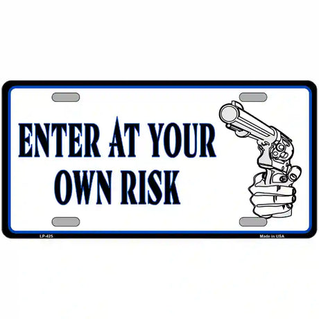 Enter At Own Risk Metal Novelty License Plate 24" x 12" (LLP)