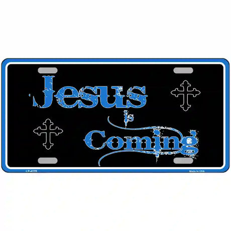 Jesus Is Coming Metal Novelty License Plate 24" x 12" (LLP)