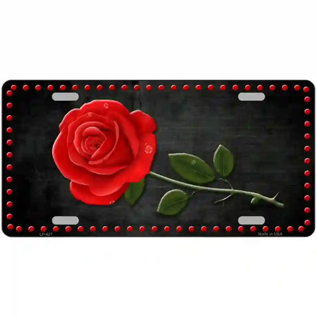 Rose Design Black Metal Novelty License Plate 24" x 12" (LLP)