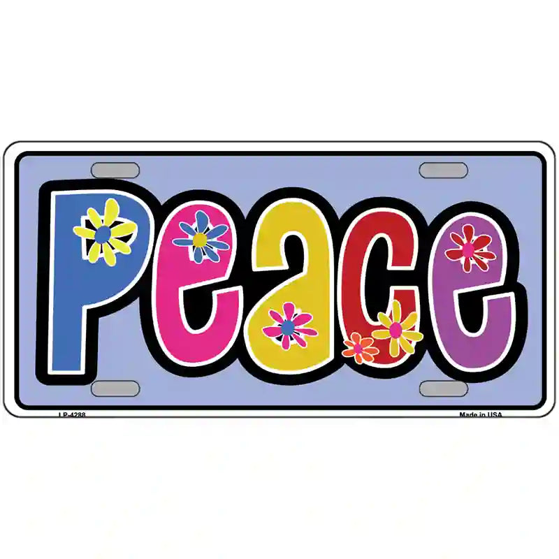 Peace And Flowers Metal Novelty License Plate 24" x 12" (LLP)