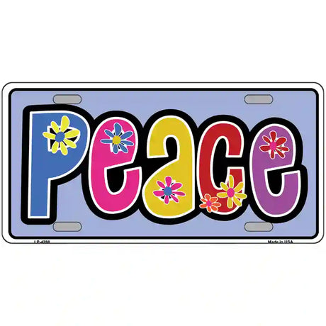 Peace And Flowers Metal Novelty License Plate 24" x 12" (LLP)