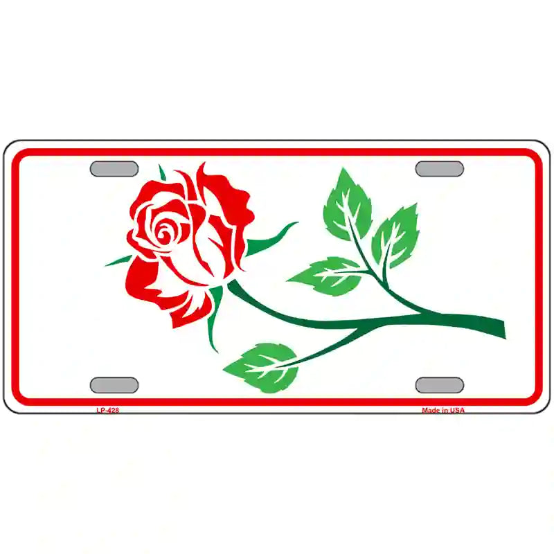 Rose Design White Metal Novelty License Plate 24" x 12" (LLP)