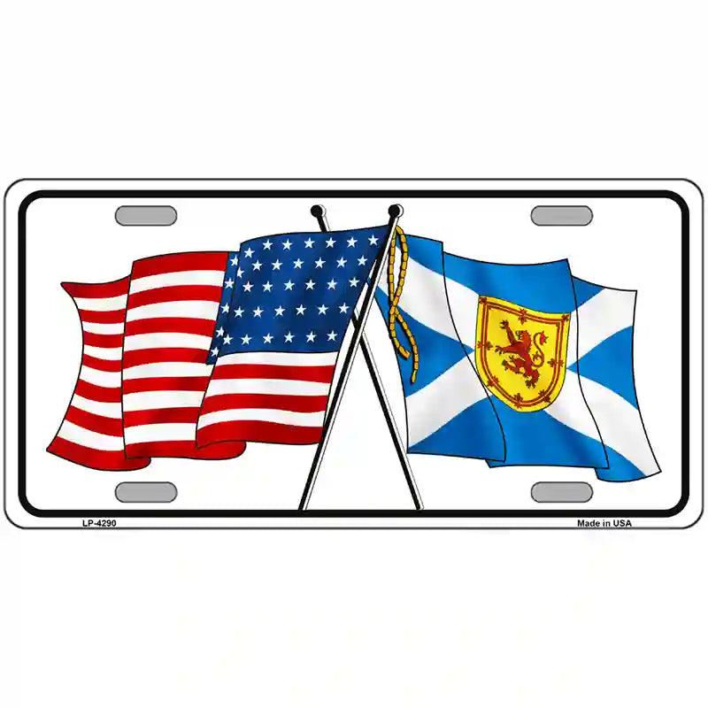 United States Scotland Crossed Flags Metal Novelty License Plate Sign 24" x 12" (LLP)