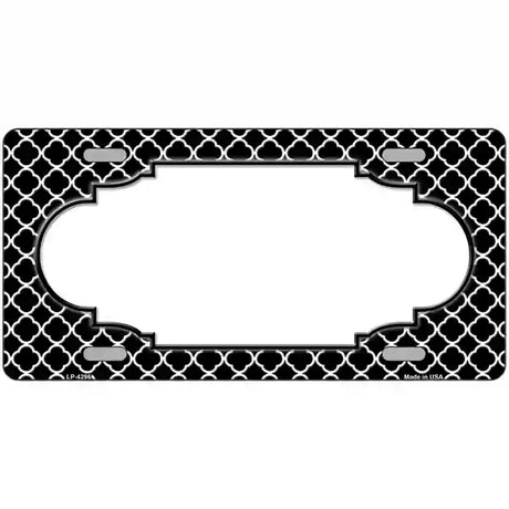 Black White Quatrefoil Center Scallop Metal Novelty License Plate 24" x 12" (LLP)