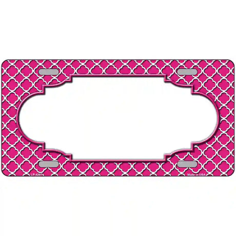 Pink White Quatrefoil Center Scallop Metal Novelty License Plate 24" x 12" (LLP)