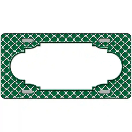 Green White Quatrefoil Center Scallop Metal Novelty License Plate 24" x 12" (LLP)