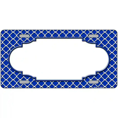 Blue White Quatrefoil Center Scallop Metal Novelty License Plate 24" x 12" (LLP)