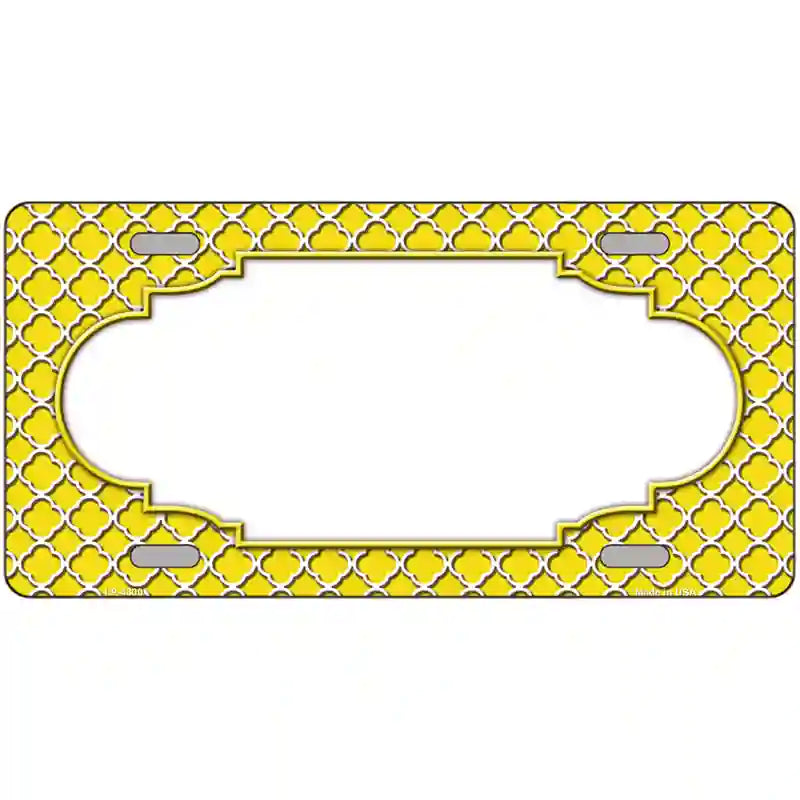 Yellow White Quatrefoil Center Scallop Metal Novelty License Plate 24" x 12" (LLP)