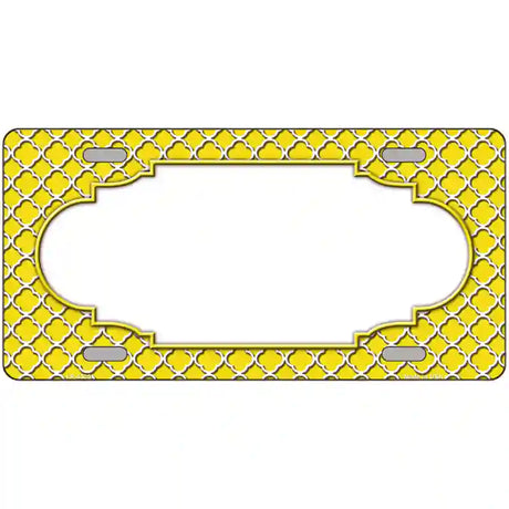 Yellow White Quatrefoil Center Scallop Metal Novelty License Plate 24" x 12" (LLP)