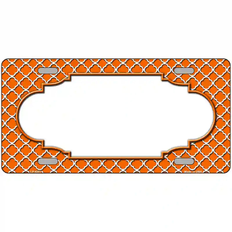 Orange White Quatrefoil Center Scallop Metal Novelty License Plate 24" x 12" (LLP)