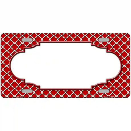 Red White Quatrefoil Center Scallop Metal Novelty License Plate 24" x 12" (LLP)