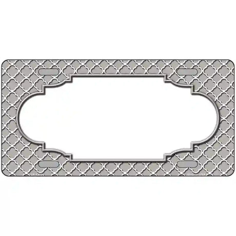 Grey White Quatrefoil Center Scallop Metal Novelty License Plate 24" x 12" (LLP)