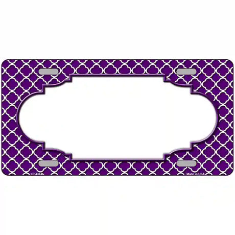 Purple White Quatrefoil Center Scallop Metal Novelty License Plate 24" x 12" (LLP)