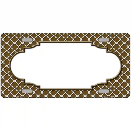 Brown White Quatrefoil Center Scallop Metal Novelty License Plate 24" x 12" (LLP)