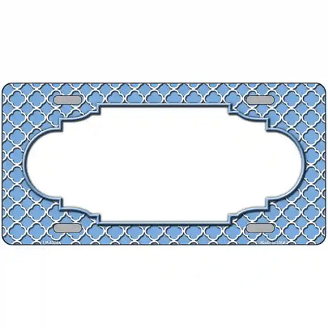 Light Blue White Quatrefoil Center Scallop Metal Novelty License Plate 24" x 12" (LLP)