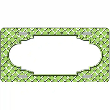 Lime Green White Quatrefoil Center Scallop Metal Novelty License Plate 24" x 12" (LLP)