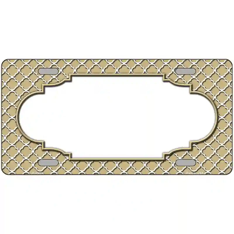 Gold White Quatrefoil Center Scallop Metal Novelty License Plate 24" x 12" (LLP)