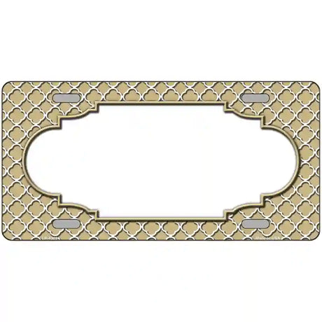 Gold White Quatrefoil Center Scallop Metal Novelty License Plate 24" x 12" (LLP)