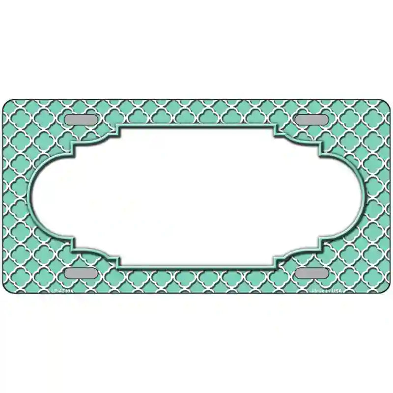 Mint White Quatrefoil Center Scallop Metal Novelty License Plate 24" x 12" (LLP)