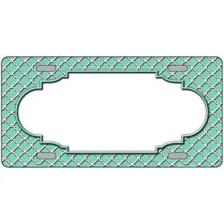 Mint White Quatrefoil Center Scallop Metal Novelty License Plate 24" x 12" (LLP)