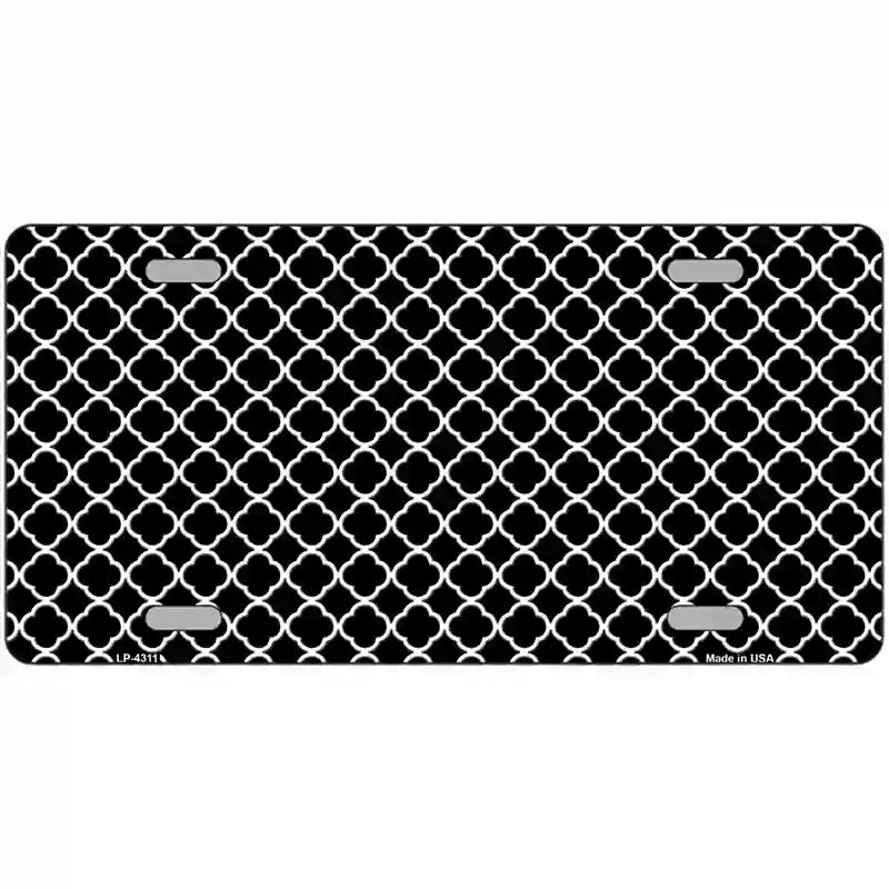 Black White Quatrefoil Metal Novelty License Plate 24" x 12" (LLP)