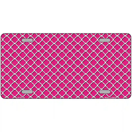 Pink White Quatrefoil Metal Novelty License Plate 24" x 12" (LLP)