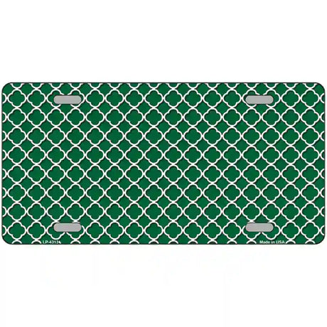 Green White Quatrefoil Metal Novelty License Plate 24" x 12" (LLP)