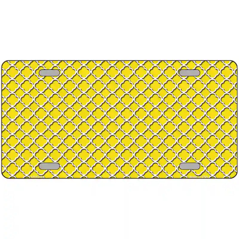 Yellow White Quatrefoil Metal Novelty License Plate 24" x 12" (LLP)