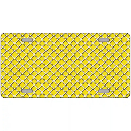 Yellow White Quatrefoil Metal Novelty License Plate 24" x 12" (LLP)