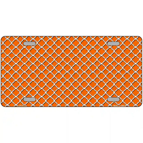 Orange White Quatrefoil Metal Novelty License Plate 24" x 12" (LLP)