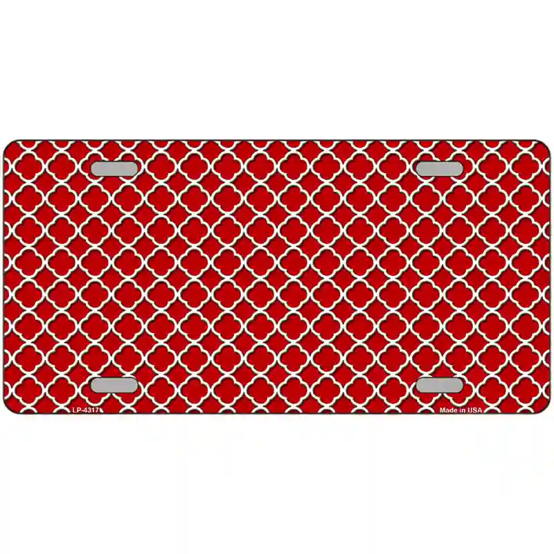 Red White Quatrefoil Metal Novelty License Plate 24" x 12" (LLP)