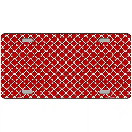 Red White Quatrefoil Metal Novelty License Plate 24" x 12" (LLP)