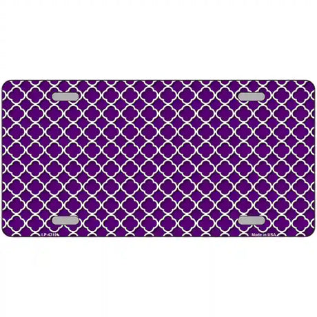 Purple White Quatrefoil Metal Novelty License Plate 24" x 12" (LLP)